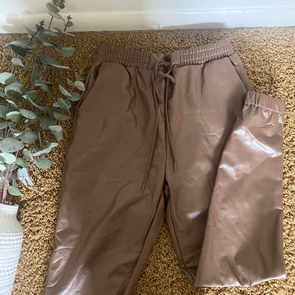 Brown fo leather joggers!